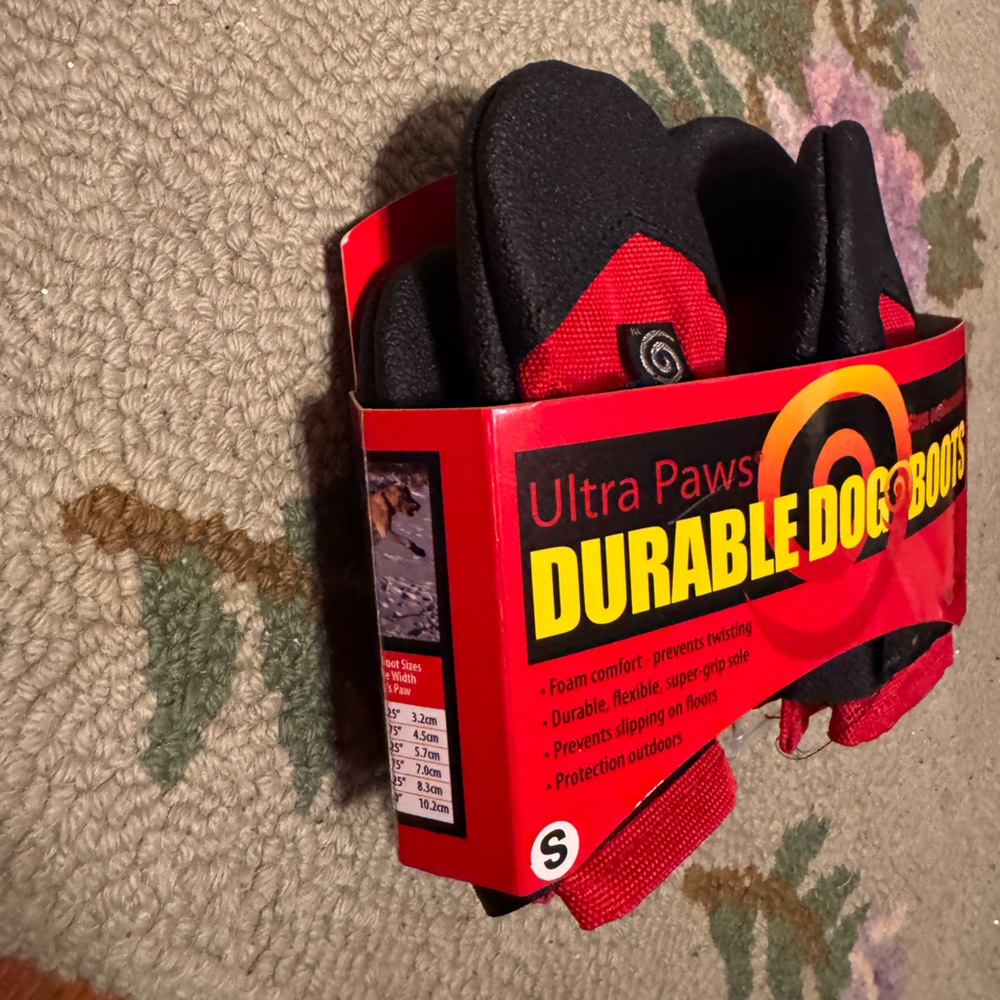 Ultra Paws Durable Dog Boots - Red and Black new size small